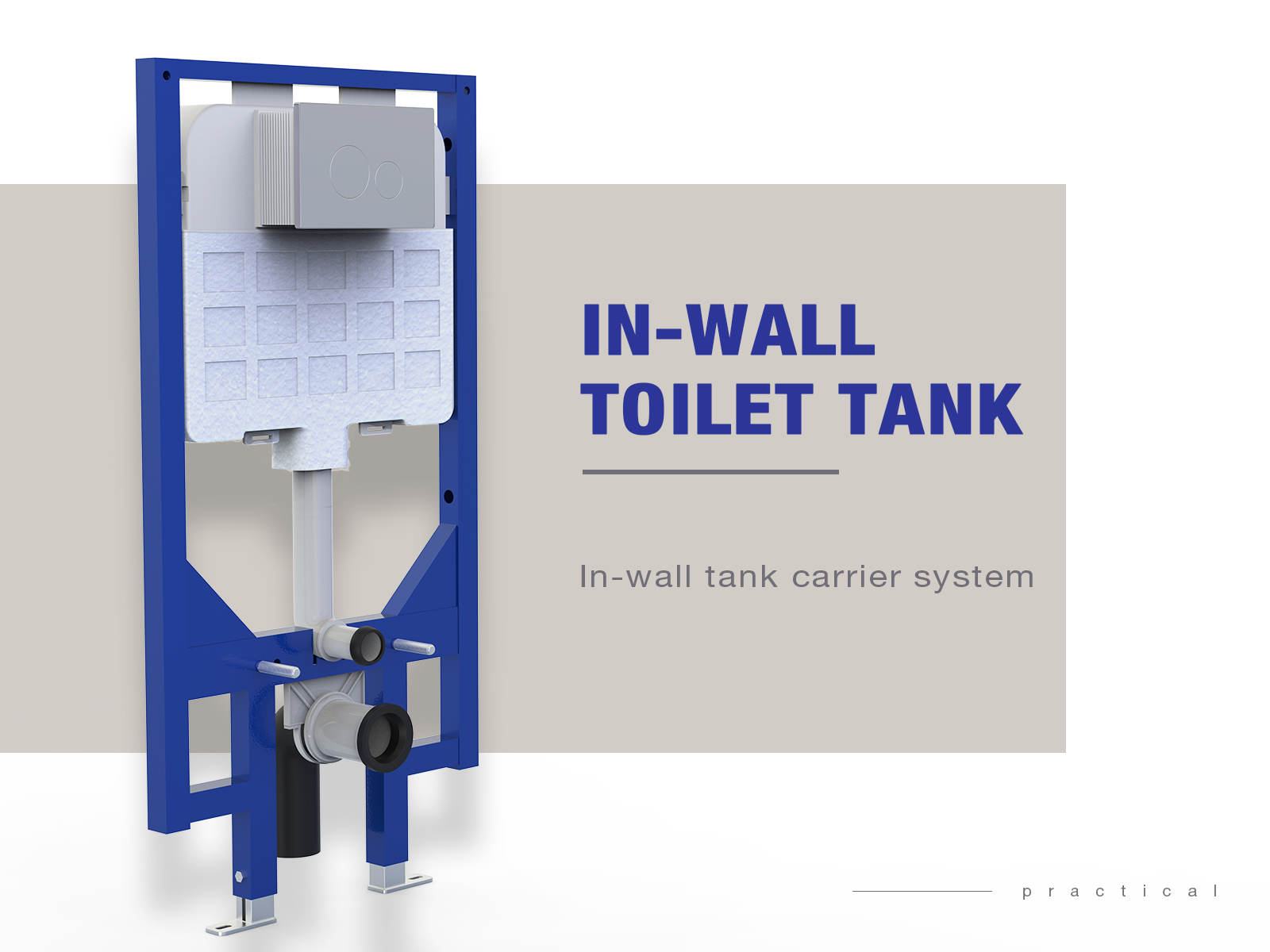 दीवार पर लगे शौचालयों के लिए MEJE #M5103P इन-वॉल टैंक कैरियर, सफेद, डुअल-फ्लश, एक्चुएटर प्लेट शामिल है