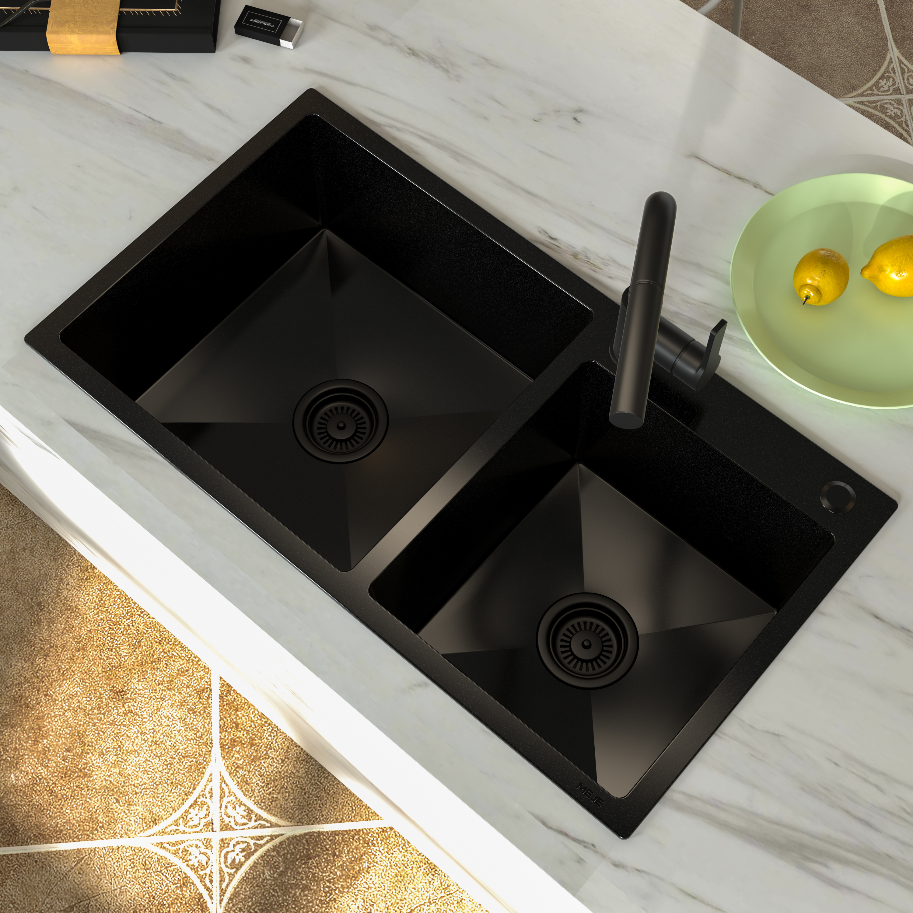 Black Stainless Steel Double Sink
