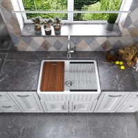 2022 New Style White Apron Kitchen Sink - MEJE #KS 33×20 inch Apron-front Step Rim Workstation Farmhouse Kitchen Sink ,Ceramic Single Bowl with Cutting Board ,Grid & Strainer – White – Meje