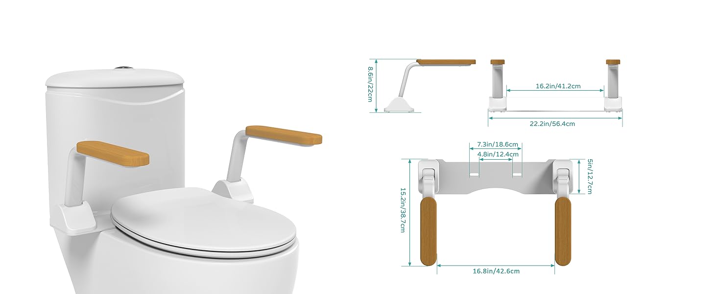 Toilet Assist Rails with Foldable Handles