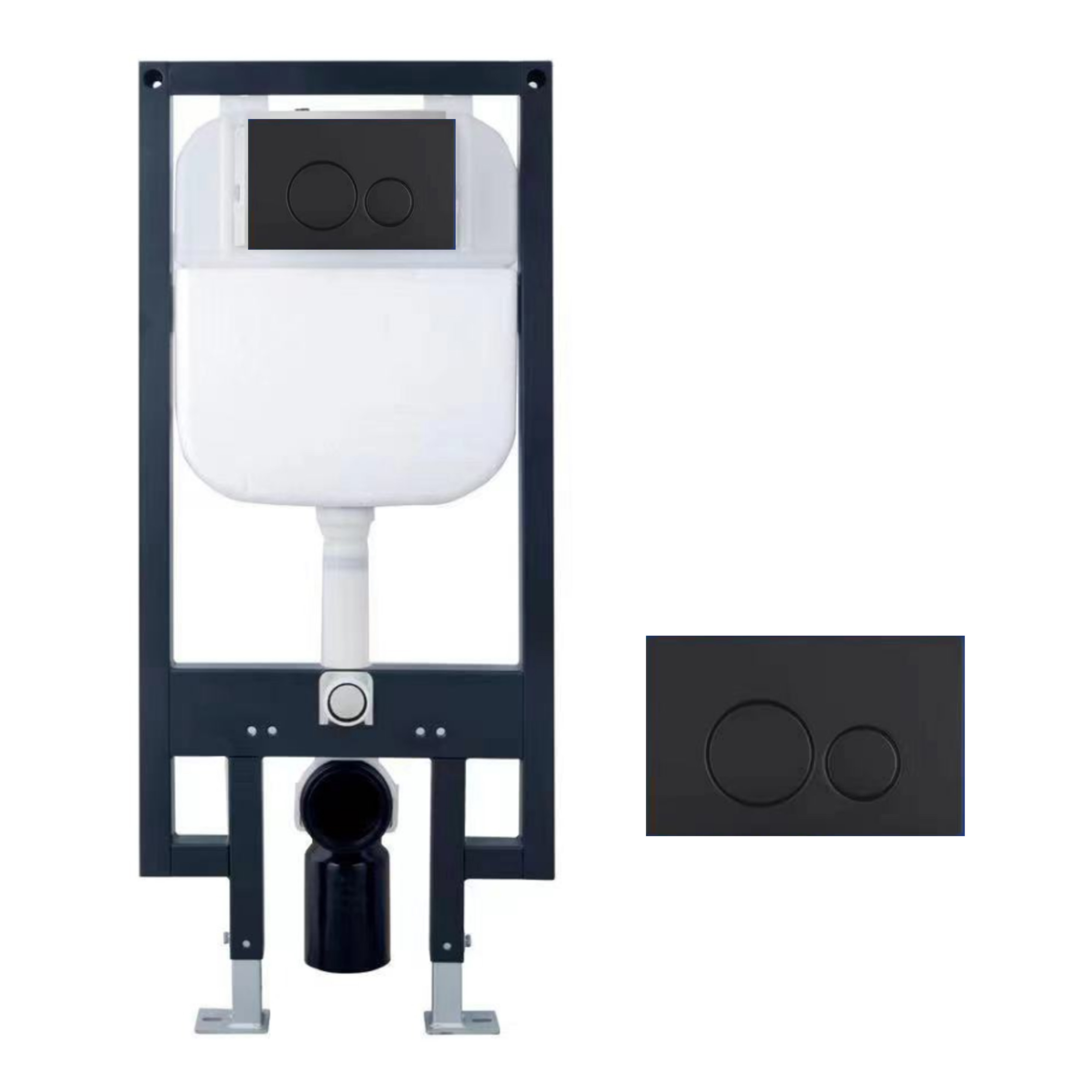 MEJE #038A In-Wall Toilet Tank Carrier with Matt Black color Dual-Flush Actuator Plate