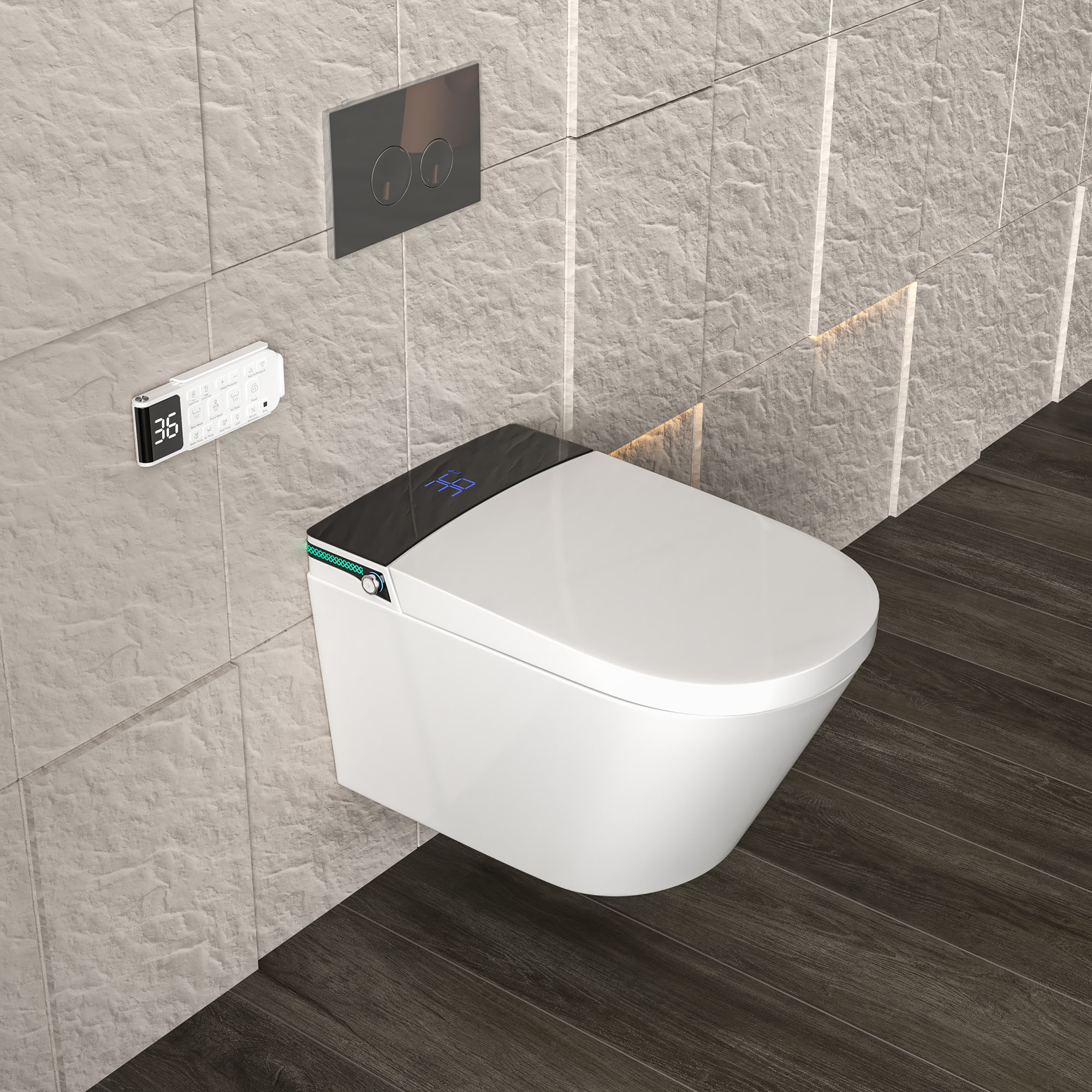 MEJE #MZE014P - Smart Wall-Hung toilettes with Built in Bidet Heated Seat