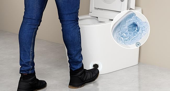 Toilet with foot kick flush