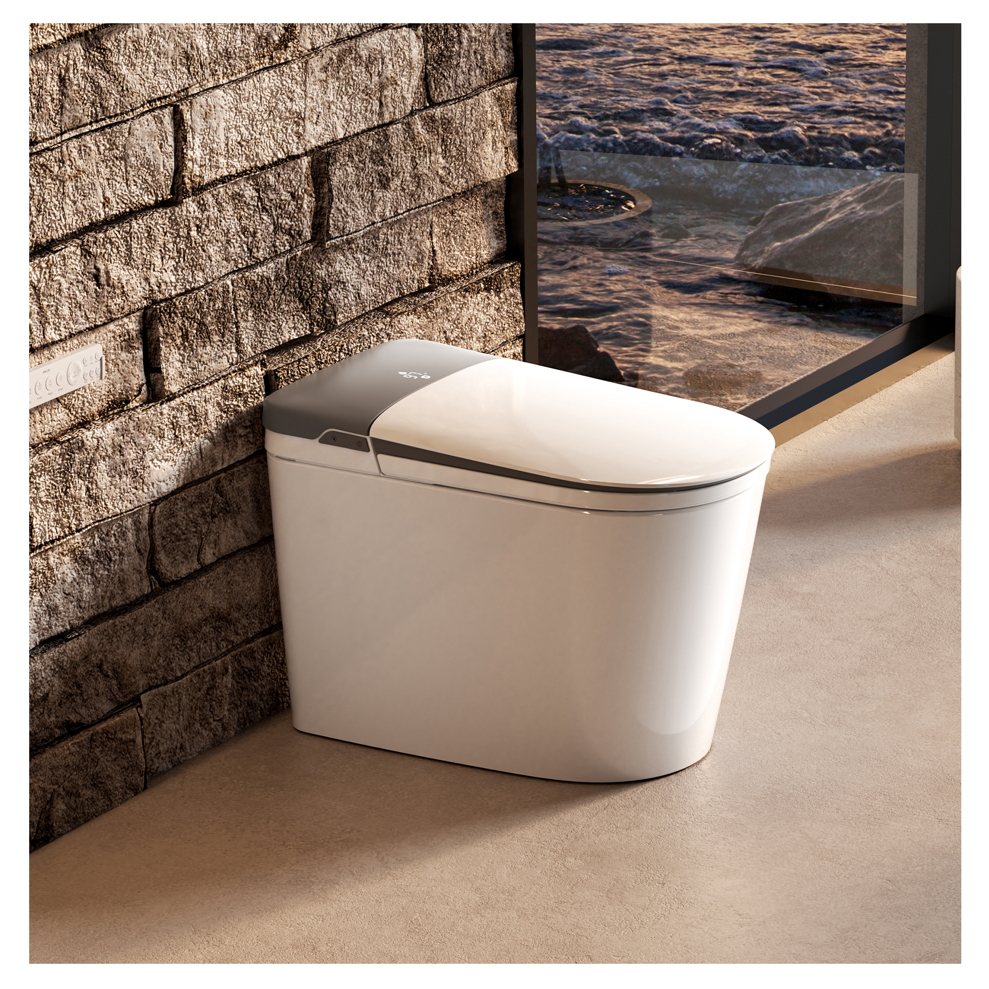 MEJE Smart Toilet  One Piece Elongated Bidet Toilet with Tank Built in