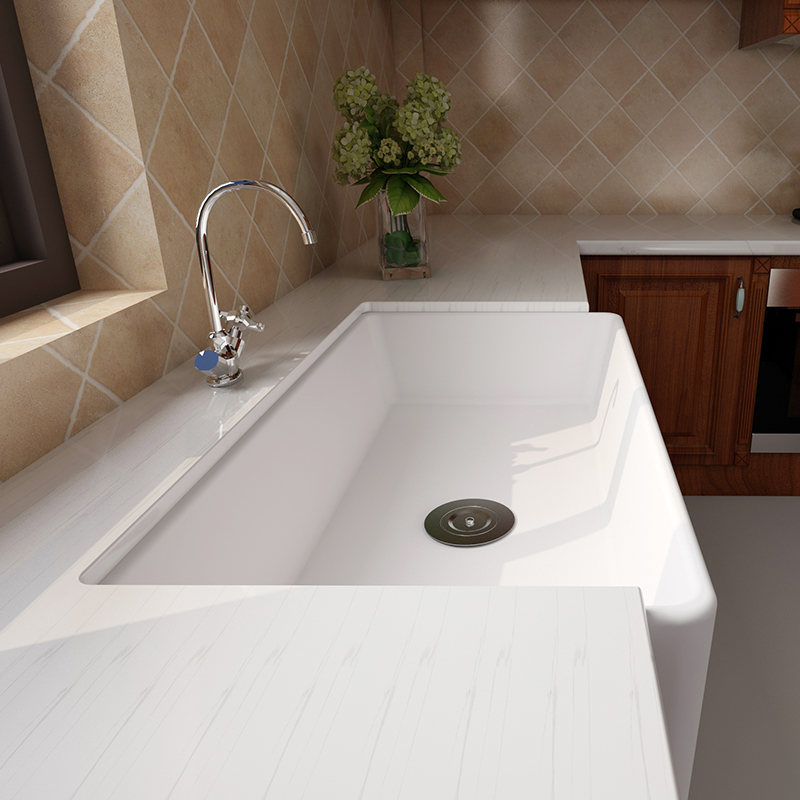 MEJE 36×20 Inch Undermount Farmhouse Sink, Single Kitchen Sink, Apron-front White Ceramic Farm Sink, Wash sink with Strainers & Bottom Grids