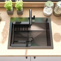 Top Quality 30 Inch Workstation Single Bowl Kitchen Sink - MEJE 780×430 MM Black Stainless Steel Kitchen Sink-Double Bowl Sink with Basket Strainer – Meje