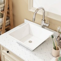 Newly Arrival A Bathroom Sink -
 MEJE 16×16-Inch White Square Bathroom Vessel Sink, Countertop Bathroom Sink,Porcelain Ceramic Vessel Sink for Lavatory Vanity Cabinet – Meje