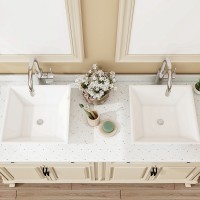 Short Lead Time for 36 Inch Bathroom Sink - MEJE 16×16-Inch White Square Bathroom Vessel Sink, Countertop Bathroom Sink,Porcelain Ceramic Vessel Sink for Lavatory Vanity Cabinet – Meje