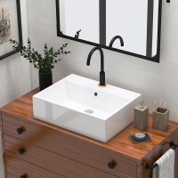 Factory Cheap Hot Bathroom Sink Above Counter - MEJE Fregadero de baño blanco de 21 x 16.5 pulgadas, fregadero rectangular sobre encimera, fregadero de cerámica de porcelana, lavabo de arte, lavabo para armario de tocador de lavabo  – Meje