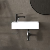 Popular Design for Unique Sinks Bathroom -
 MEJE 16-Inch Bathroom Corner Wall Hung Basin Sink , Small Bathroom Sink, Ceramic White Rectangle Wash Basin (Right Hand)  – Meje