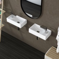 factory Outlets for Standing Sink Bathroom -
 MEJE 16-Inch Bathroom Corner Wall Hung Basin Sink , Small Bathroom Sink, Ceramic White Rectangle Wash Basin (Right Hand)  – Meje