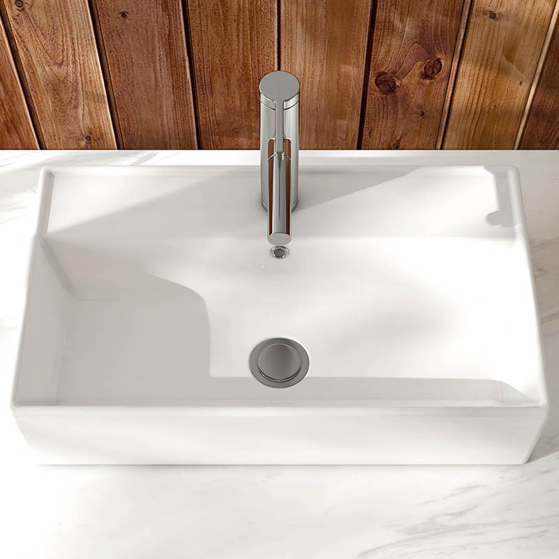 MEJE 21.7 x 12.5 inch Rectangle Bathroom Vessel Sink, Ceramic White Countertop Vanity Sink, Wall Hang Wash Basin