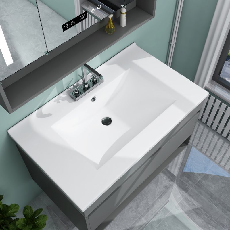 MEJE 30×18 Inch Drop in Rectanglar 3 Holes Bathroom Sink, Vanity Top Only, for 4-inch Centerset Faucet , White
