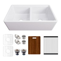 Factory Price For Apron Front Farmhouse Kitchen Sink - MEJE #KS 33×20 inch Apron-front Step Rim Workstation Farmhouse Kitchen Sink ,Ceramic Single Bowl with Cutting Board ,Grid & Strainer – White – Meje