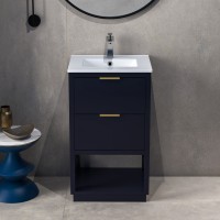 Leading Manufacturer for Washroom Sink -
 MEJE #S05A – 20 inch Single Sink Bathroom Vanity Set with Ceramic Undermount Vessel Sink for Small Space, Modern Storage Cabinet Set, Dark Blue – Meje