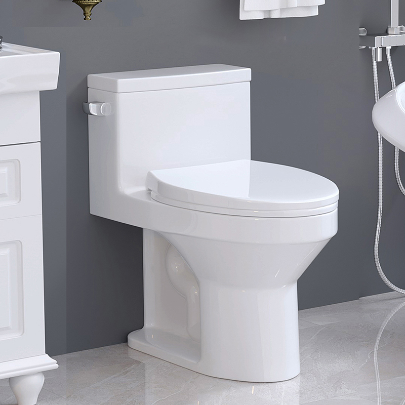 MEJE #T133 -One Piece Elongated Toilet with Soft Close Seat Cover and Left Side Flush Handle,Ceramic ,White Finish,Easy cleaning
