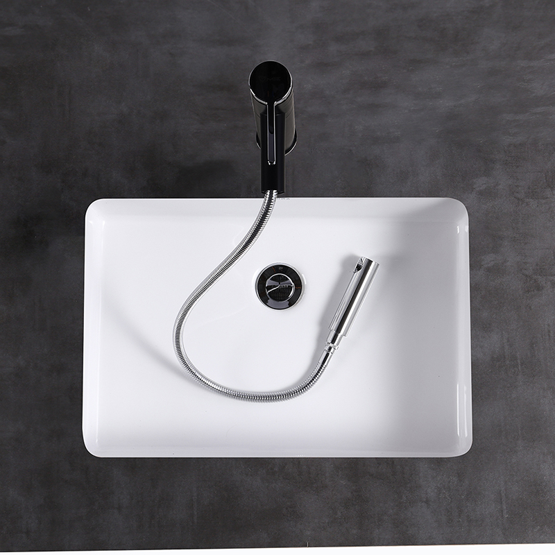 MEJE #T2014 -19.5 Inch Rectangle Undermount Bathroom Sink , Ceramic Lavatory Vanity Sink ,Under counter Vessel Sink ,White